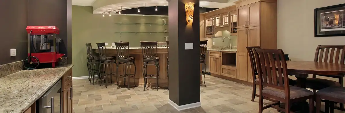 modern basement remodeling with custom finishes and open layout in a home in Sarasota, FL