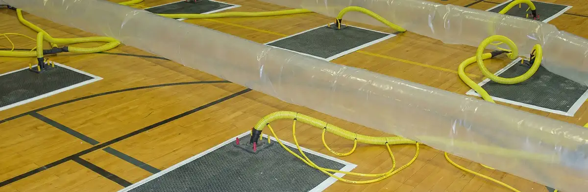 water clean up drying system set up to remove moisture and prevent further damage in Sarasota, FL